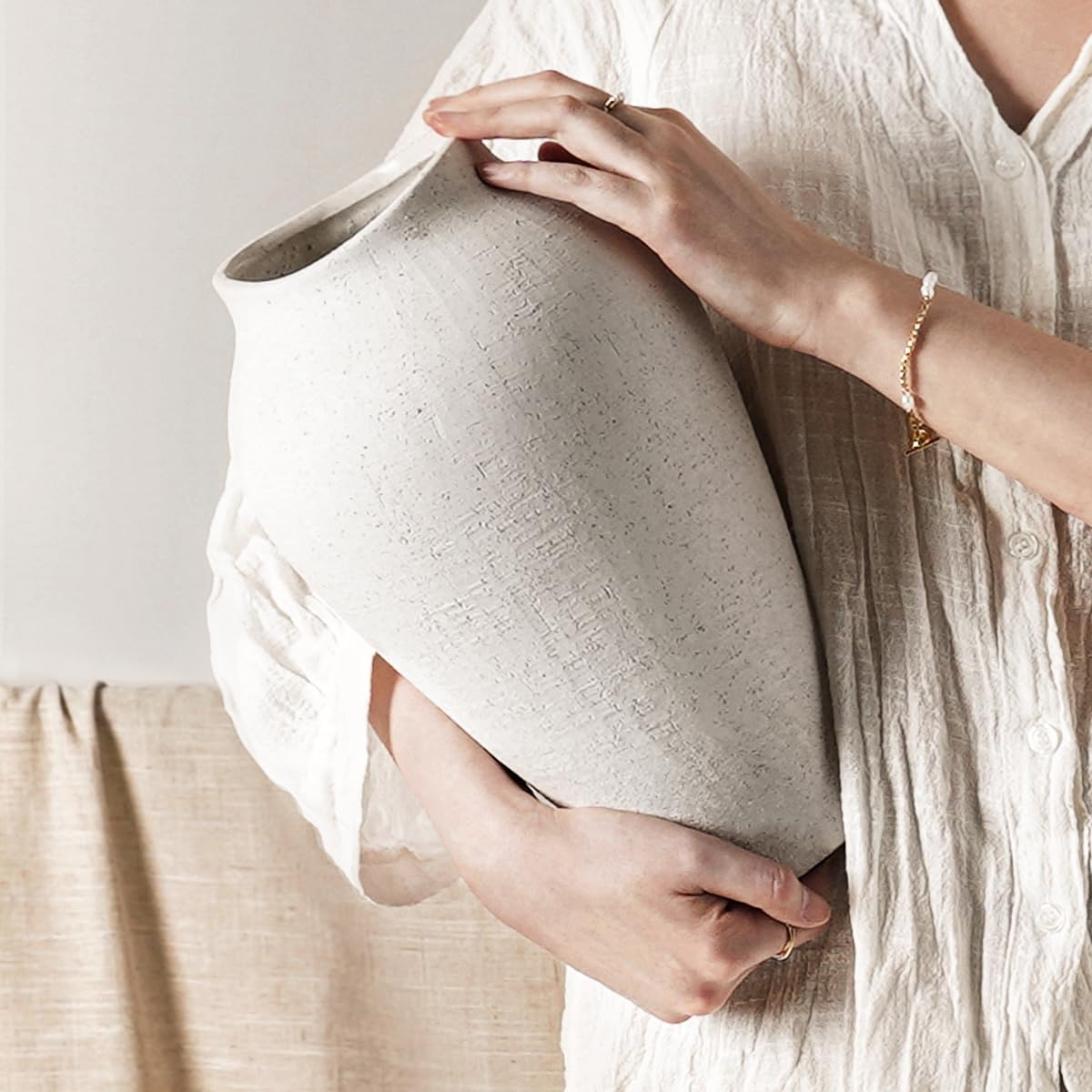 Sandstone White Floor Vase