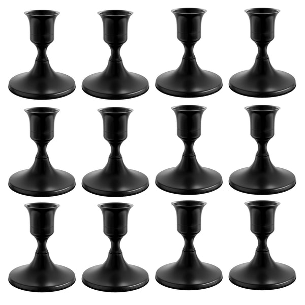 Black Taper Candle Holders (Set of 12)