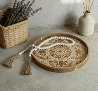 Round Wood Tray with Garland (Set of 2)