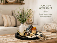 Black Round Wood Tray (Set of 7)