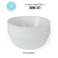 White Opal Glass Bowls (Set of 6)