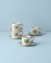 Holiday Espresso Cups & Saucers (Set of 4)
