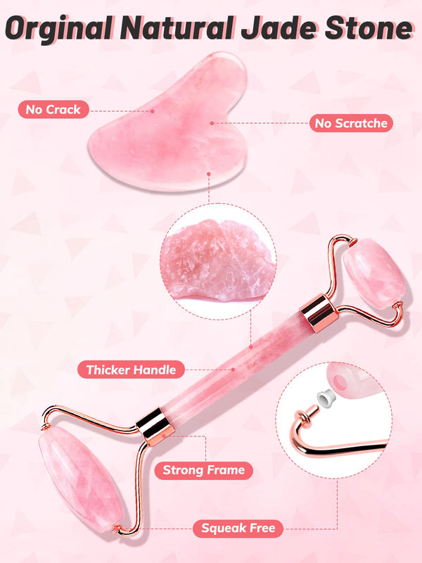 Pink Jade Roller & Gua Sha Set