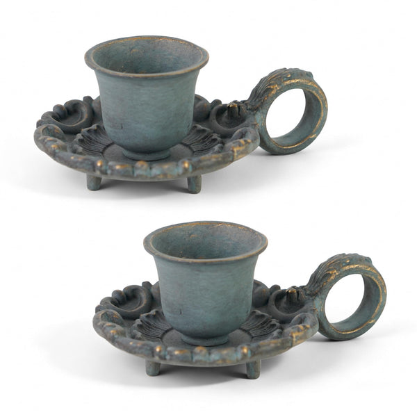 Blue Taper Candle Holders (Set of 2)