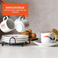 White Espresso Cups With Rack (Set of 8)