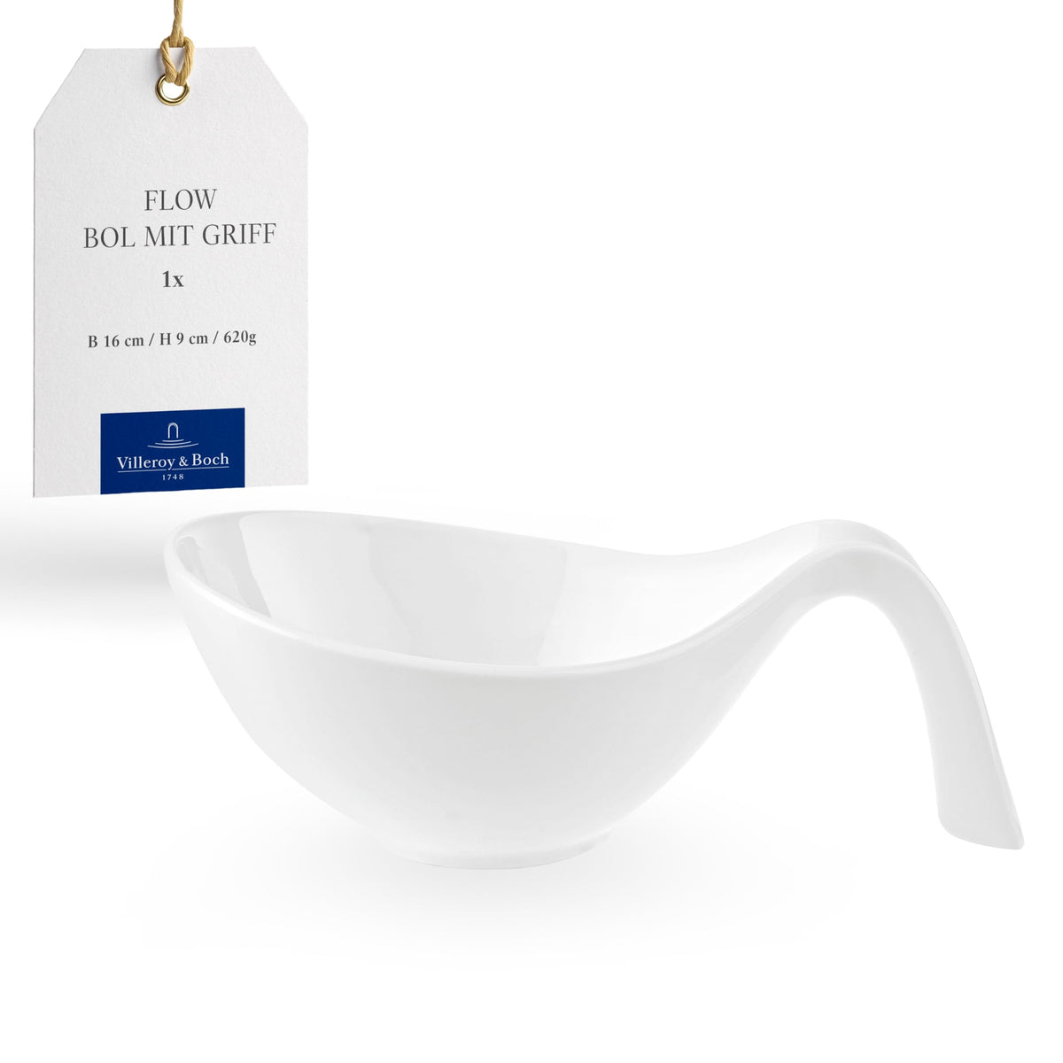 White Salad Bowl with Handle