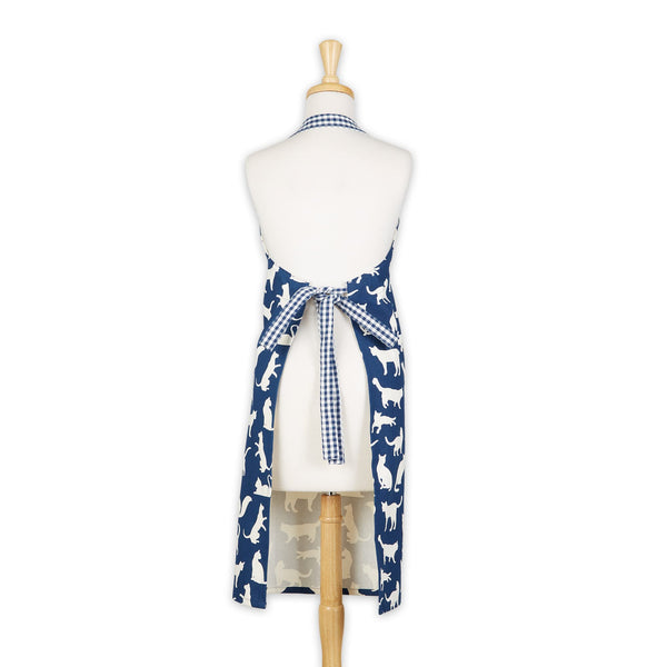 Navy Cat Print Apron