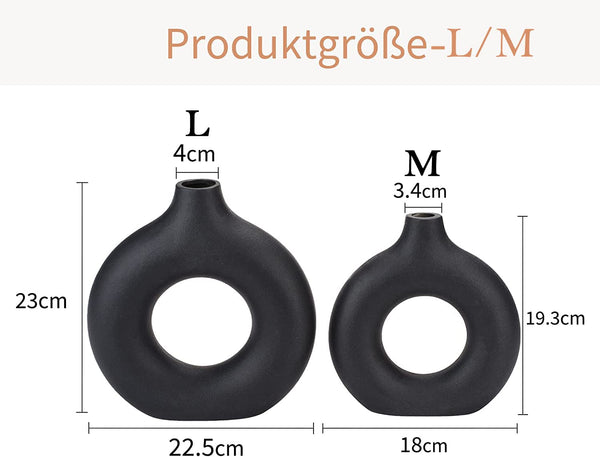 Black Ceramic Pampas Vase (Set of 2)