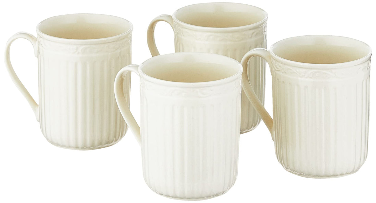 White Stoneware Mugs (Set of 4)
