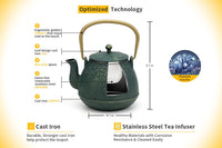 Dark Green Cast Iron Teapot