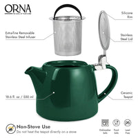 Forest Green Porcelain Teapot