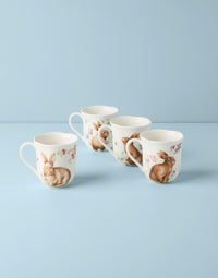 Butterfly Meadow Bunny Mugs (Set of 4)
