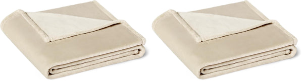 Beige Fleece Throw (Set of 2)