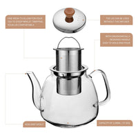 Clear Glass Teapot & Strainer