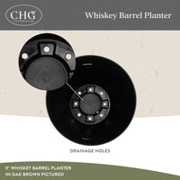Oak Brown Whiskey Barrel Planter
