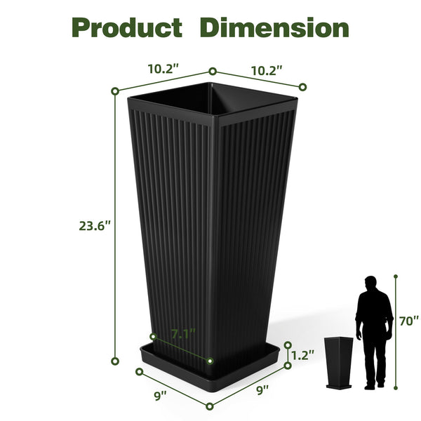 Black Square Planters (Set of 2)