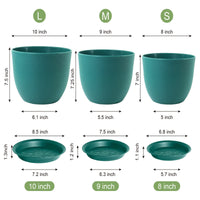 Blue-Green Planters with Tray (Set of 3)
