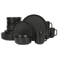 Matte Black Stoneware Dinnerware (Set of 16)