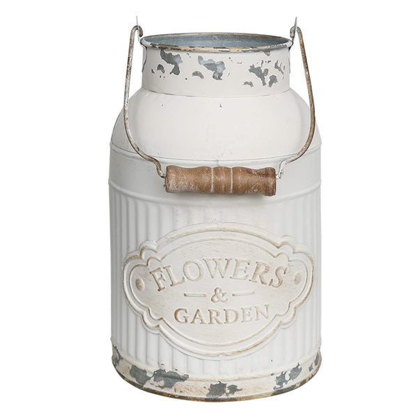 White Metal Milk Jug Vase