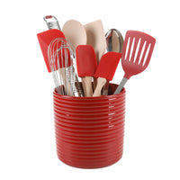 Red Kitchen Tools with Crock (Set of 10)