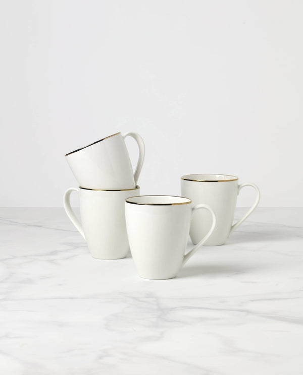 White Porcelain Mugs (Set of 4)