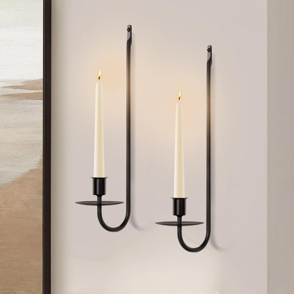 Black Wall Candle Sconces (Set of 2)