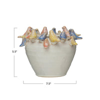 Cream Stoneware Bird Planter