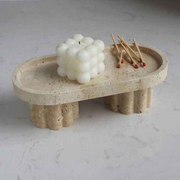 Travertine Oval Vanity Tray