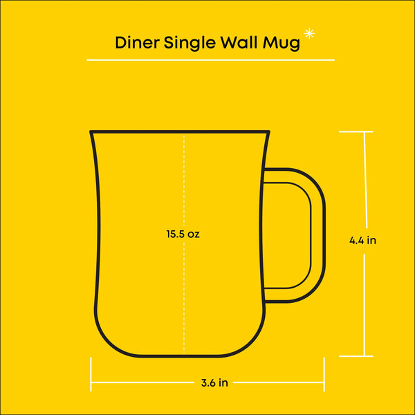 Diner Glass Coffee Mugs (Set of 6)