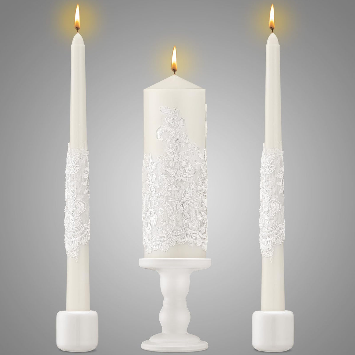 White Ceramic Unity Candle Holder