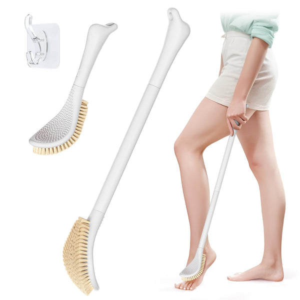 White Long-Handle Foot Scrubber