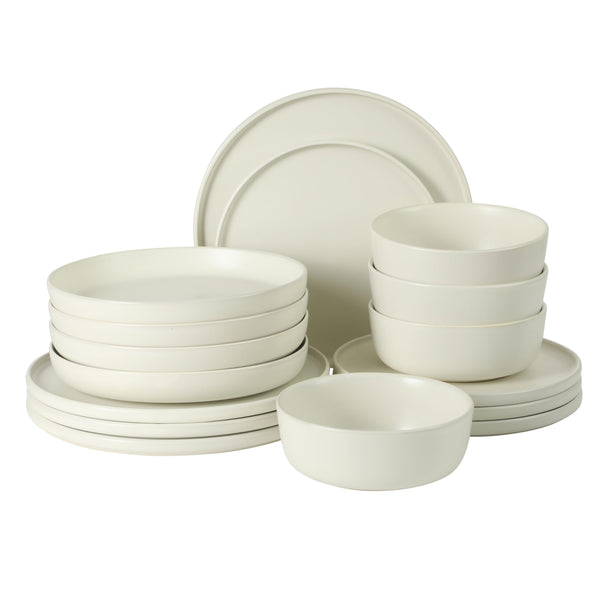 Matte White Stoneware Dinnerware (Set of 16)
