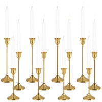 Brass Taper Candlestick Holders (Set of 12)