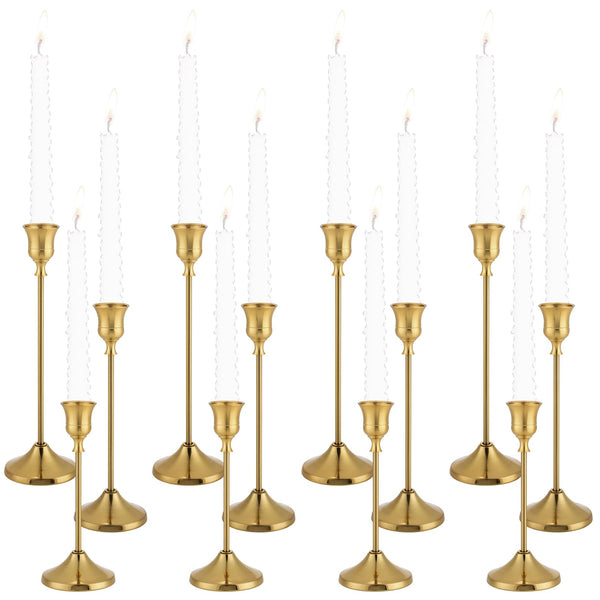Brass Taper Candlestick Holders (Set of 12)