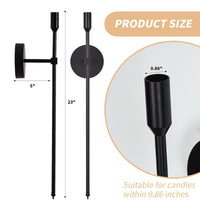 Long Black Wall Candle Sconces (Set of 2)