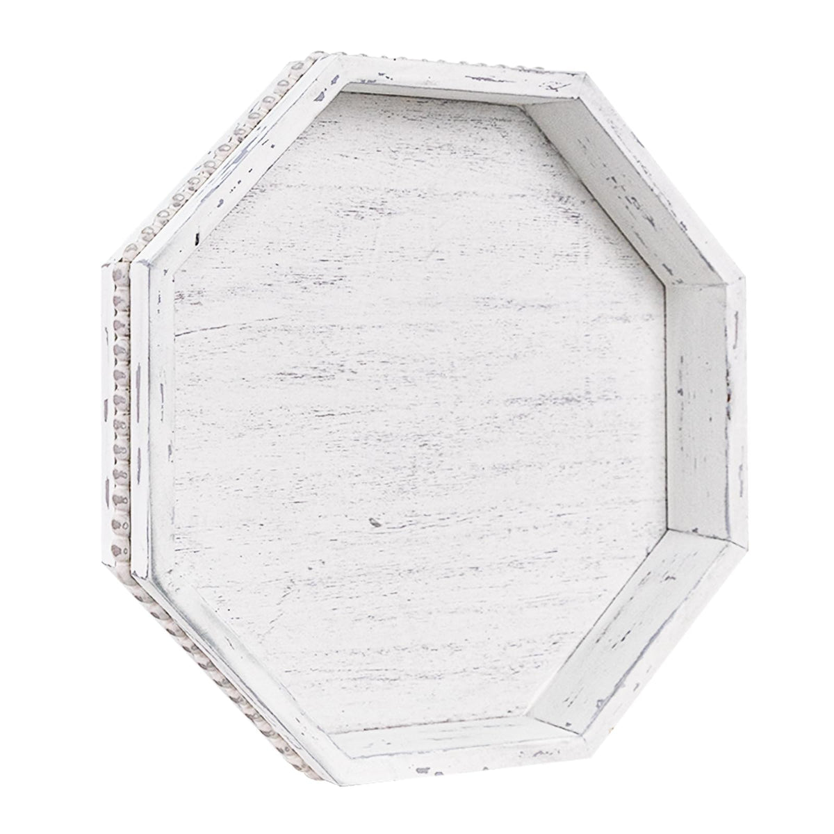 Retro White Beaded Wood Tray