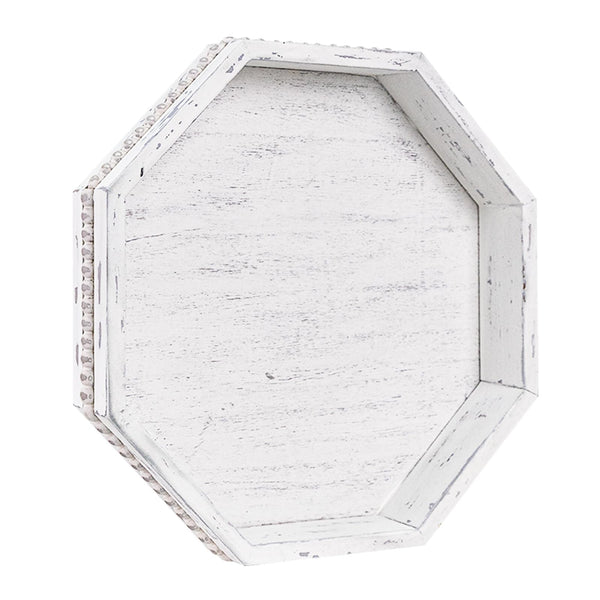 Retro White Beaded Wood Tray
