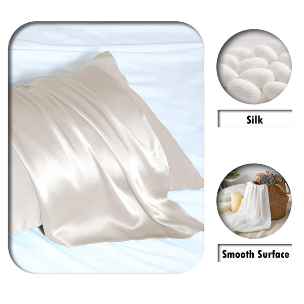 Beige Silk Pillowcase
