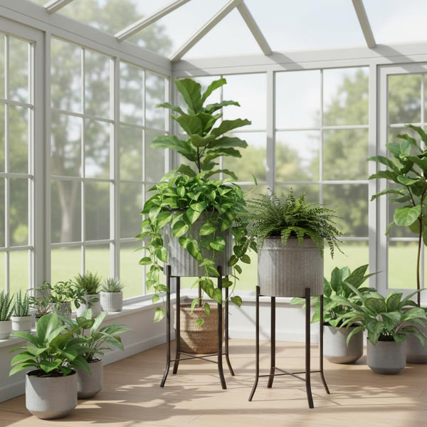 Iron Planter on Stand (Set of 2)