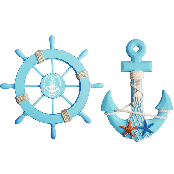 Ship Wheel & Anchor Decor (Set of 2)