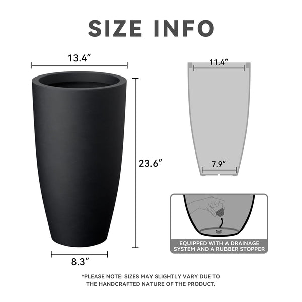 Black Concrete Planters (Set of 2)