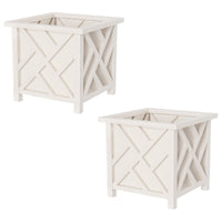 White Lattice Planter Box (Set of 2)
