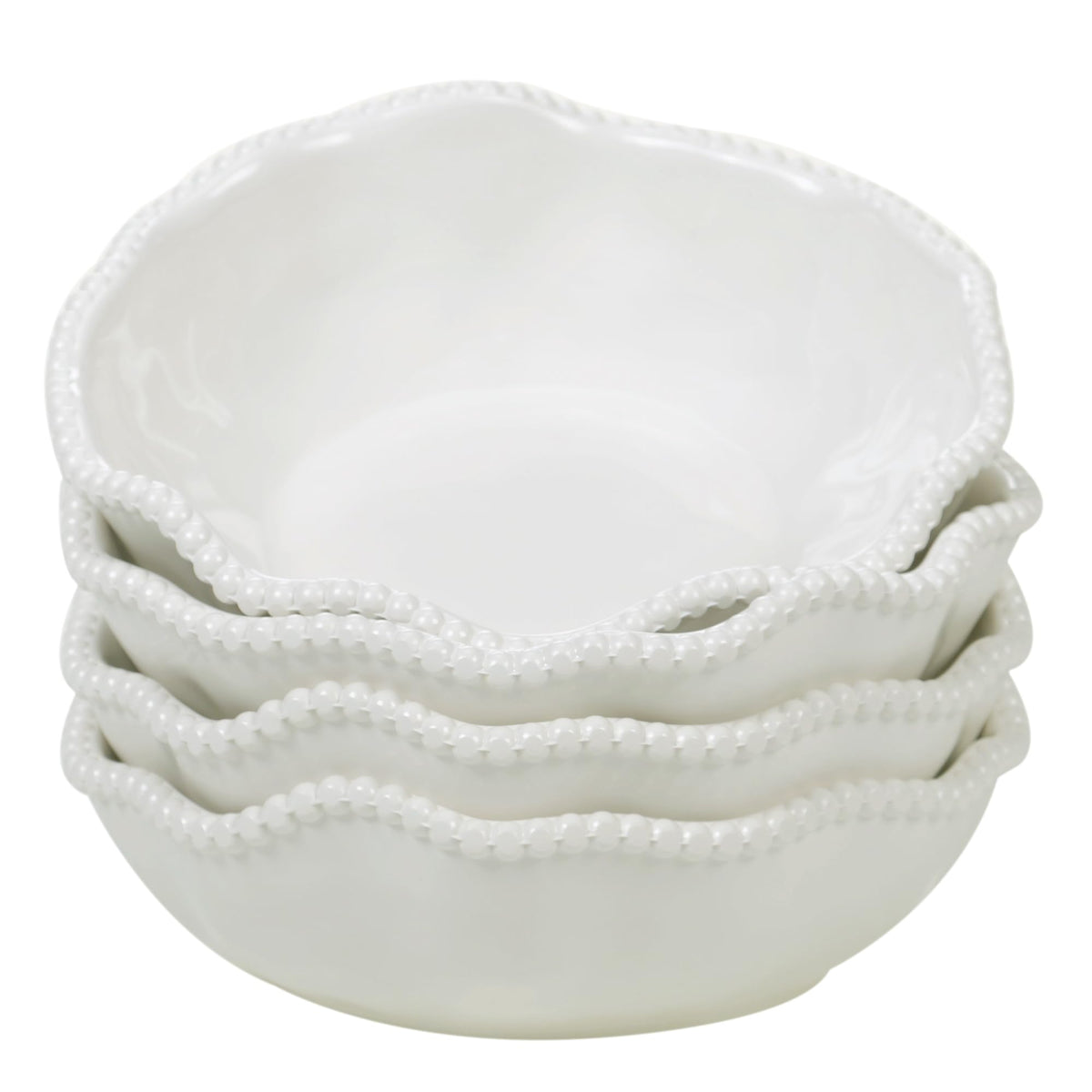 Cream Beaded All-Purpose Bowls (Set of 4)