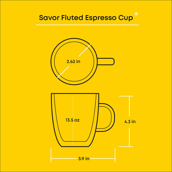 Ribbed Glass Coffee Mugs (Set of 2)