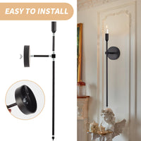 Long Black Wall Candle Sconces (Set of 2)
