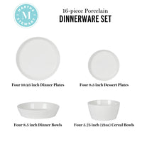 White Dinnerware Set (Set of 16)