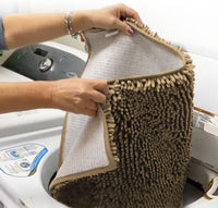 Beige Chenille Bath Mat (Set of 4)