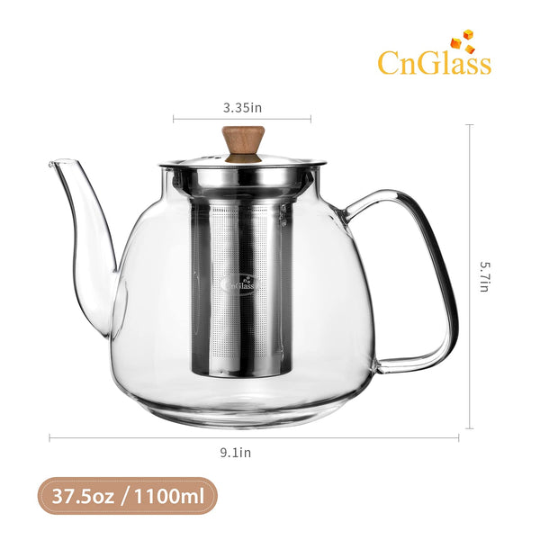 Clear Glass Teapot & Strainer