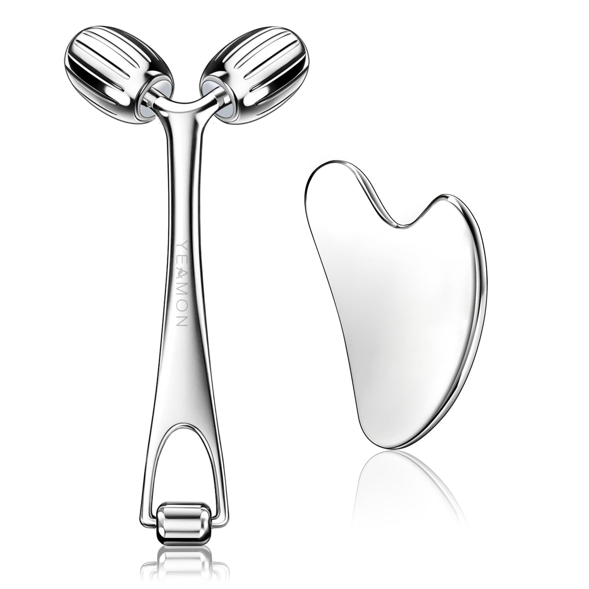 Steel Gua Sha & Face Roller Set