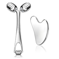 Steel Gua Sha & Face Roller Set